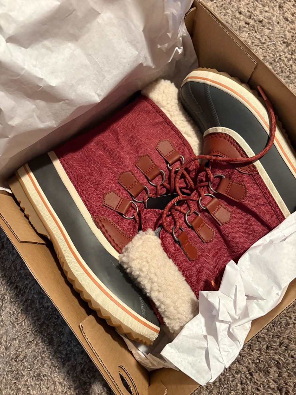 NIB Sorel Winter Carnival WP Waterproof Insulated Boots Spice/Gum Women’s 8